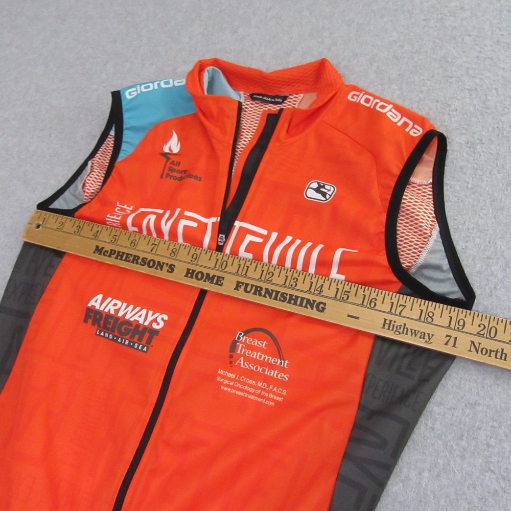 Giordana Mens Cycling Vest S Orange Windbreaker Mesh Full Zip Active - Picture 5 of 7